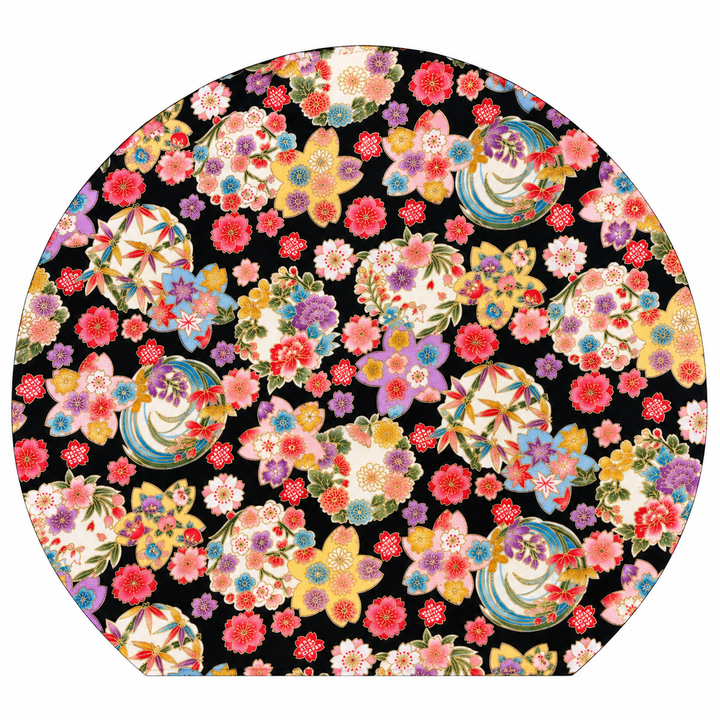ATOSORA Chiyo Chrysanthemum Half-Moon Mat | Black, Made in Japan, Reversible, 34.5 × 31.5cm