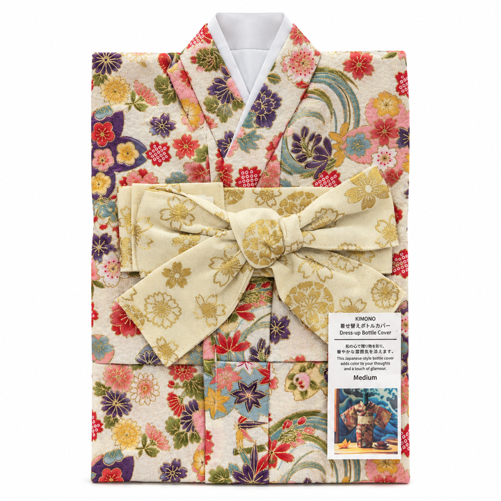KIMONO Bottle Cover | Colourful Floral Pattern, Japanese Design, Medium