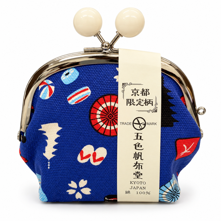 五色帆布堂 Kyoto-Limited 3.5寸 Canvas Clasp Purse with Gusset and Beads
