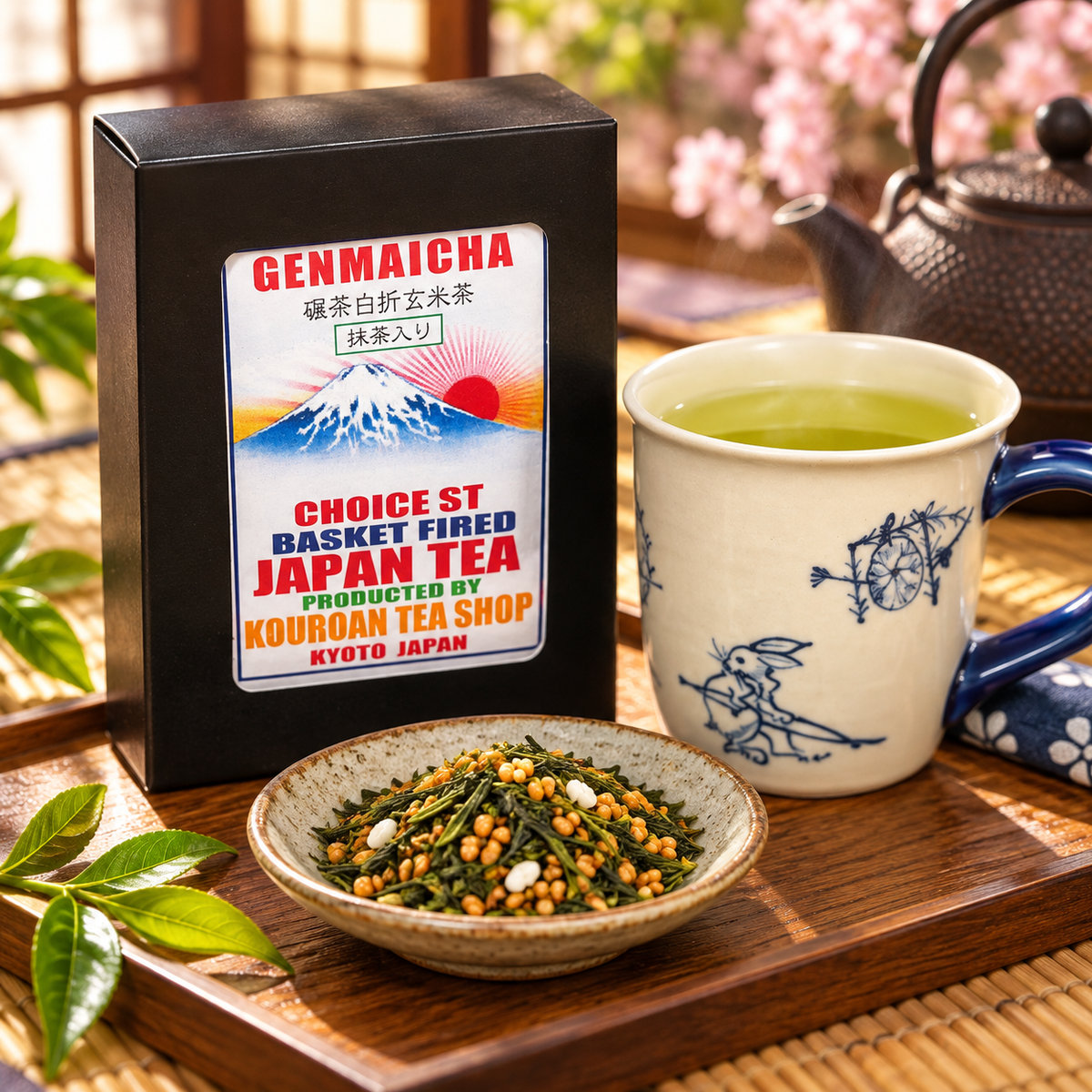 鳥獣戯画マグカップと宇治茶一煎パック7種