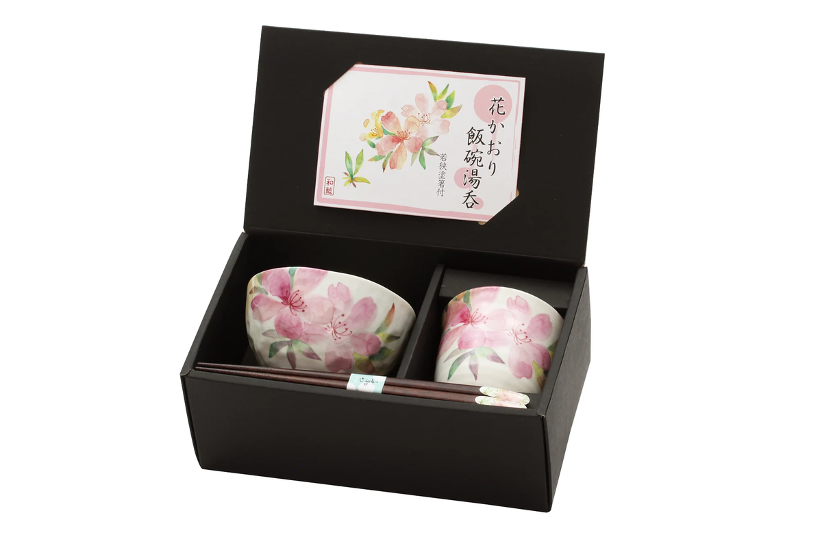 40479 ツツジ 飯碗湯呑 ギフト箱入り